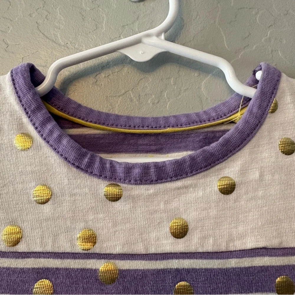 Mini Boden Purple and Cream Striped Dot Pocket Dress